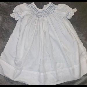 Vintage White Bishop Smocked Dress